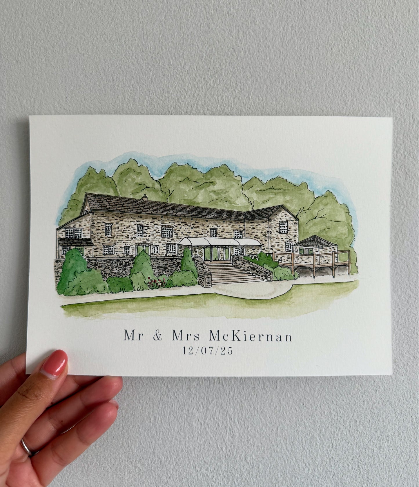 Custom Wedding Venue Watercolour Painting