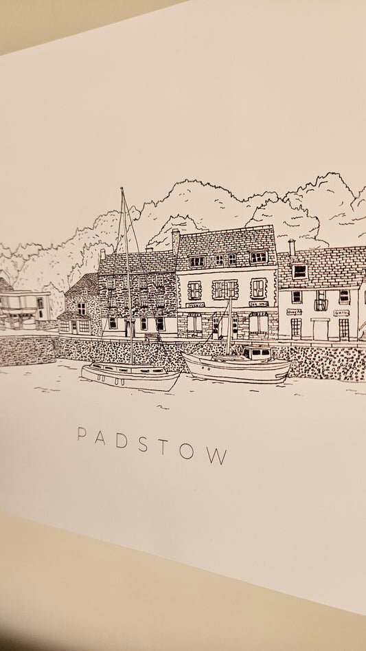 Padstow B&W print