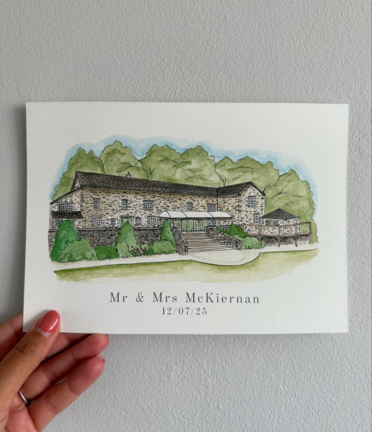 Custom Wedding Venue Watercolour Painting