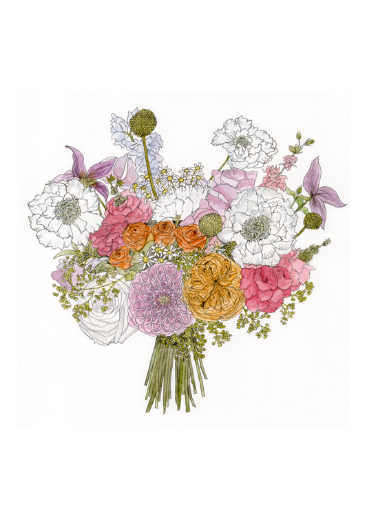 Custom Bridal Bouquet Watercolour Painting