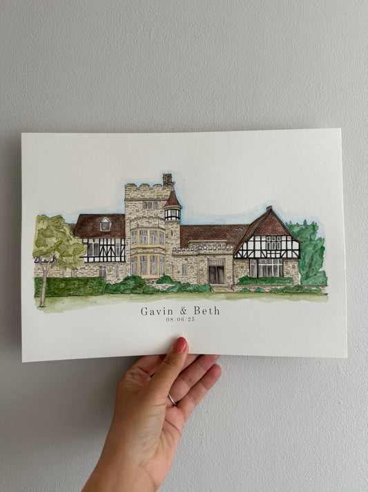 Custom Wedding Venue Watercolour Painting