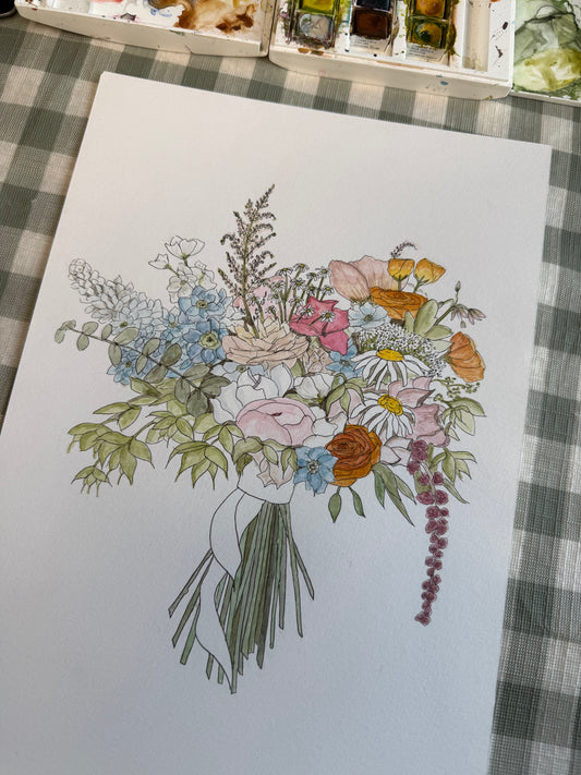 Custom Bridal Bouquet Painting