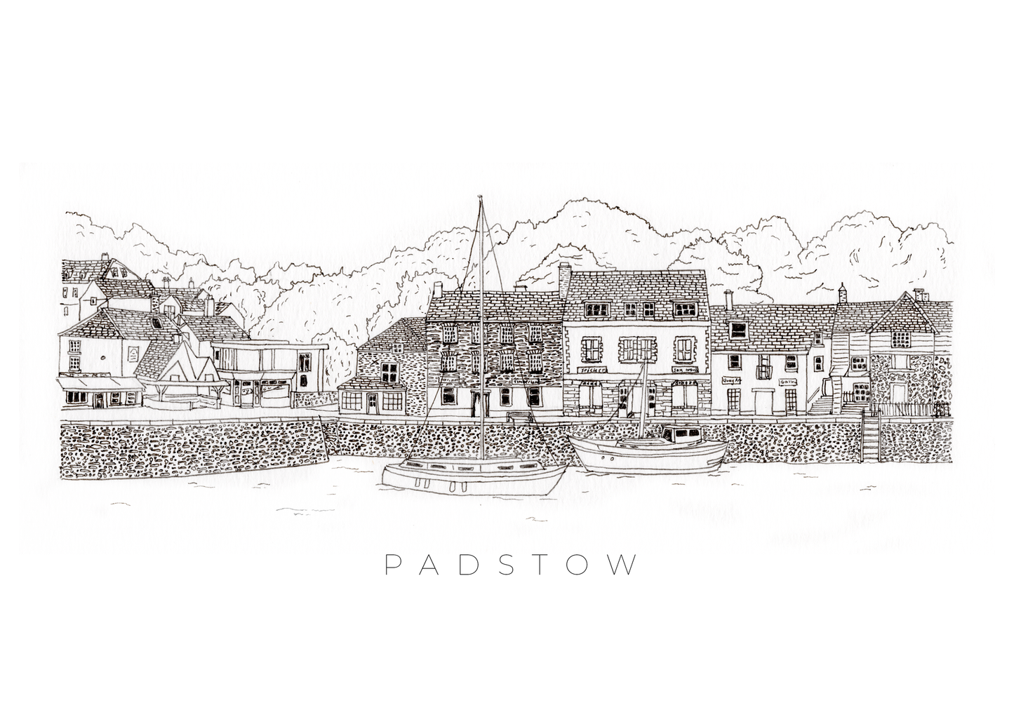Padstow B&W print