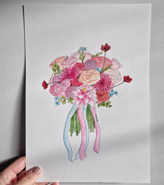 Custom Bridal Bouquet Watercolour Painting